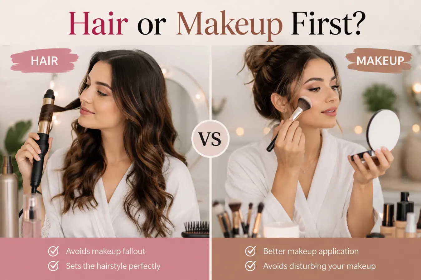 hair or makeup first