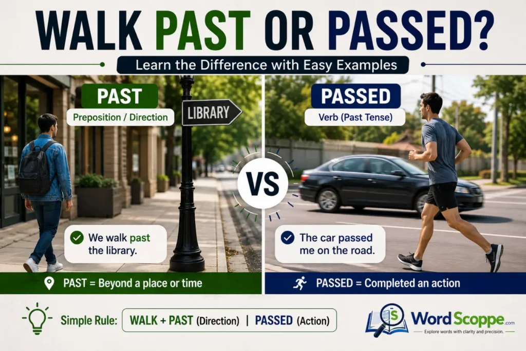 walk past or passed