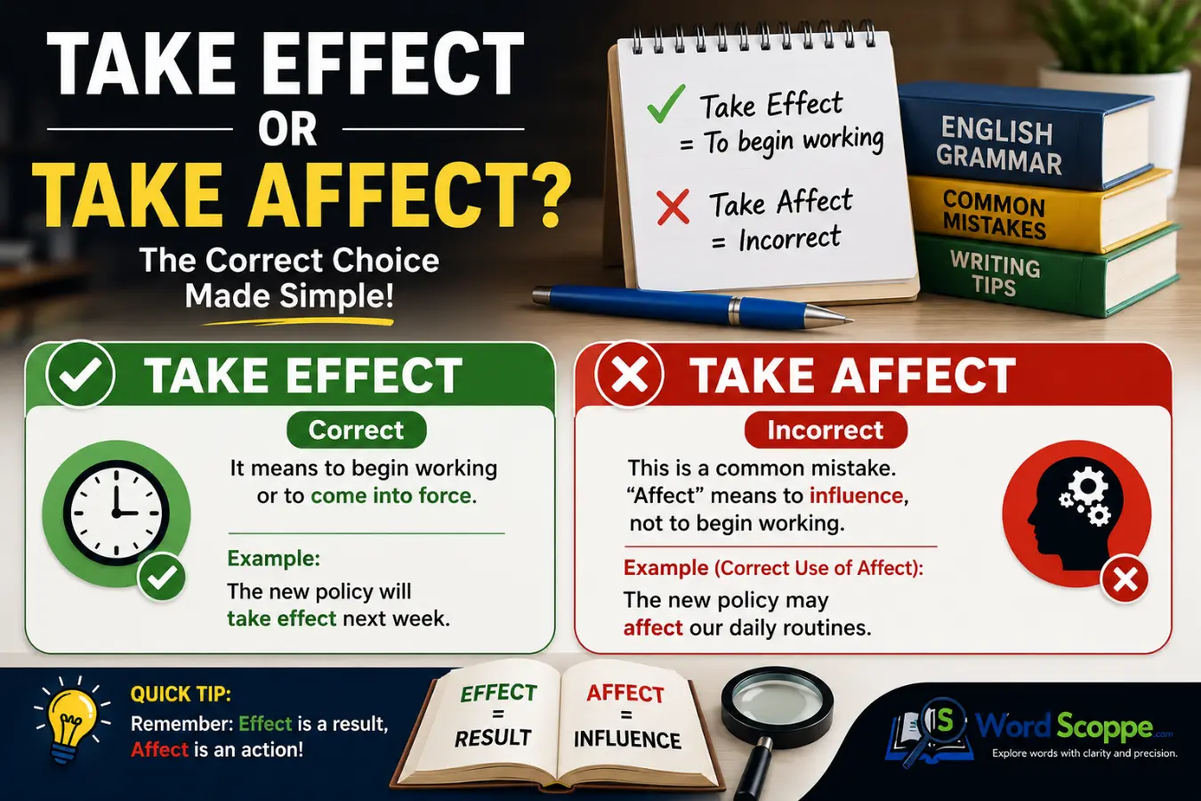 Take Effect or Take Affect