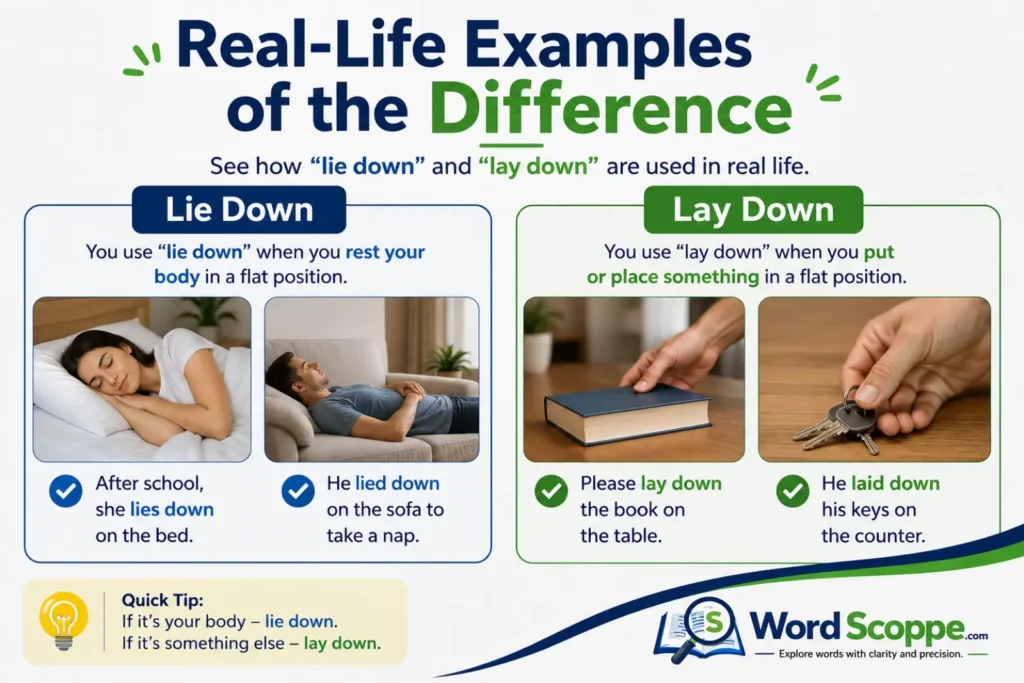 lay down or lie down